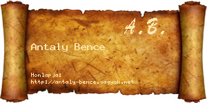 Antaly Bence névjegykártya