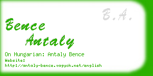 bence antaly business card